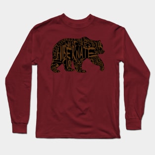 Bear Typography Black Background Long Sleeve T-Shirt